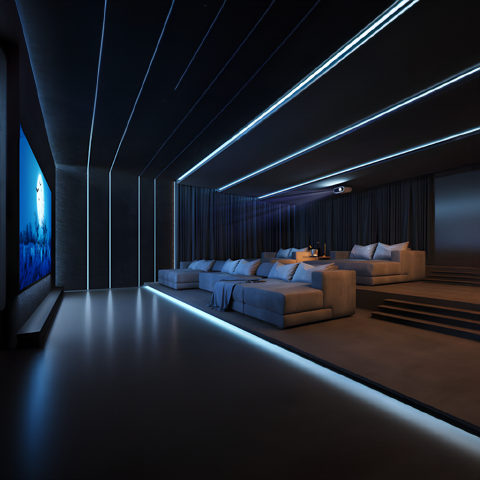 Image of a large home theater room