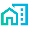 Blue icon that represents residential