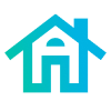 Blue icon that represents a home